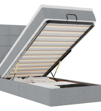 Ottoman-Bett mit Matratze & LEDs Hellgrau 90x190 cm Stoff