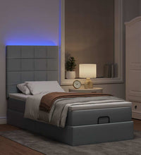 Ottoman-Bett mit Matratze & LEDs Hellgrau 90x190 cm Stoff
