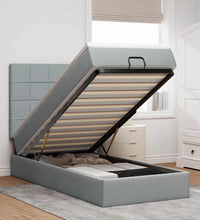 Ottoman-Bett mit Matratze & LEDs Hellgrau 90x190 cm Stoff