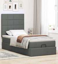 Ottoman-Bett mit Matratze & LEDs Dunkelgrau 90x190 cm Stoff