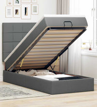 Ottoman-Bett mit Matratze & LEDs Dunkelgrau 90x190 cm Stoff