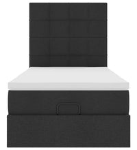 Ottoman-Bett mit Matratze & LEDs Schwarz 90x190 cm Stoff