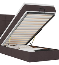 Ottoman-Bett mit Matratze & LEDs Dunkelbraun 90x190 cm Stoff