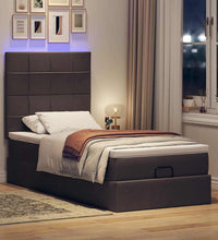 Ottoman-Bett mit Matratze & LEDs Dunkelbraun 90x190 cm Stoff