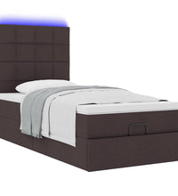 Ottoman-Bett mit Matratze & LEDs Dunkelbraun 90x190 cm Stoff