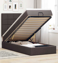 Ottoman-Bett mit Matratze & LEDs Dunkelbraun 90x190 cm Stoff