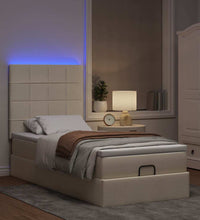 Ottoman-Bett mit Matratze & LEDs Creme 90x190 cm Stoff