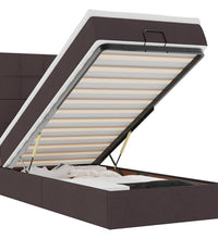 Ottomane Bett mit Matratze & LEDs Dunkelbraun 90x200 cm Stoff