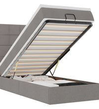 Ottomane Bett mit Matratze & LEDs Taupe 90x200 cm Stoff