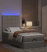 Ottomane Bett mit Matratze & LEDs Taupe 90x200 cm Stoff