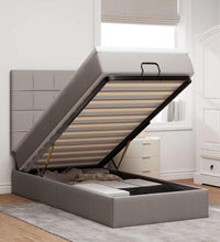 Ottomane Bett mit Matratze & LEDs Taupe 90x200 cm Stoff