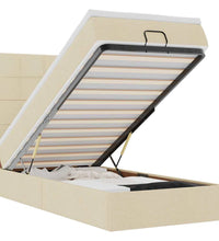 Ottomane Bett mit Matratze & LEDs Creme 90x200 cm Stoff