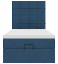 Ottomane Bett mit Matratze & LEDs Blau 100x200 cm Stoff