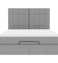 Ottoman-Bett mit Matratze & LEDs Hellgrau 140x200 cm Stoff