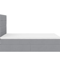 Ottoman-Bett mit Matratze & LEDs Hellgrau 140x200 cm Stoff