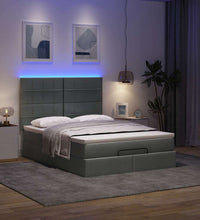 Ottoman-Bett mit Matratze & LEDs Dunkelgrau 140x200 cm Stoff