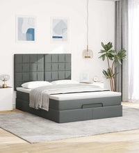 Ottoman-Bett mit Matratze & LEDs Dunkelgrau 140x200 cm Stoff