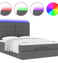 Ottoman-Bett mit Matratze & LEDs Dunkelgrau 140x200 cm Stoff