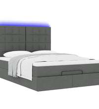 Ottoman-Bett mit Matratze & LEDs Dunkelgrau 140x200 cm Stoff