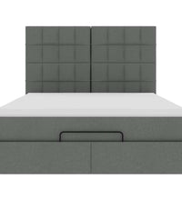 Ottoman-Bett mit Matratze & LEDs Dunkelgrau 140x200 cm Stoff