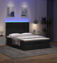 Ottoman-Bett mit Matratze & LEDs Schwarz 140x200 cm Stoff