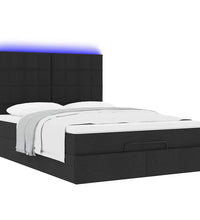 Ottoman-Bett mit Matratze & LEDs Schwarz 140x200 cm Stoff