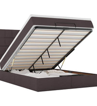 Ottoman-Bett mit Matratze & LEDs Dunkelbraun 140x200 cm Stoff