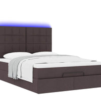 Ottoman-Bett mit Matratze & LEDs Dunkelbraun 140x200 cm Stoff