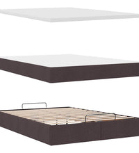 Ottoman-Bett mit Matratze & LEDs Dunkelbraun 140x200 cm Stoff