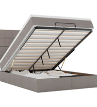 Ottoman-Bett mit Matratze & LEDs Taupe 140x200 cm Stoff