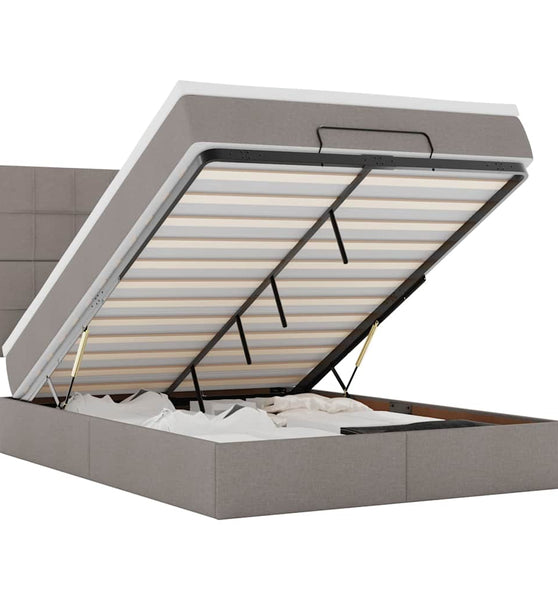 Ottoman-Bett mit Matratze & LEDs Taupe 140x200 cm Stoff