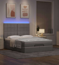 Ottoman-Bett mit Matratze & LEDs Taupe 140x200 cm Stoff