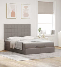 Ottoman-Bett mit Matratze & LEDs Taupe 140x200 cm Stoff