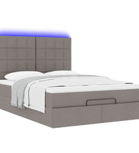 Ottoman-Bett mit Matratze & LEDs Taupe 140x200 cm Stoff