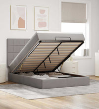 Ottoman-Bett mit Matratze & LEDs Taupe 140x200 cm Stoff