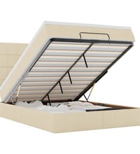 Ottoman-Bett mit Matratze & LEDs Creme 140x200 cm Stoff