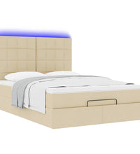 Ottoman-Bett mit Matratze & LEDs Creme 140x200 cm Stoff