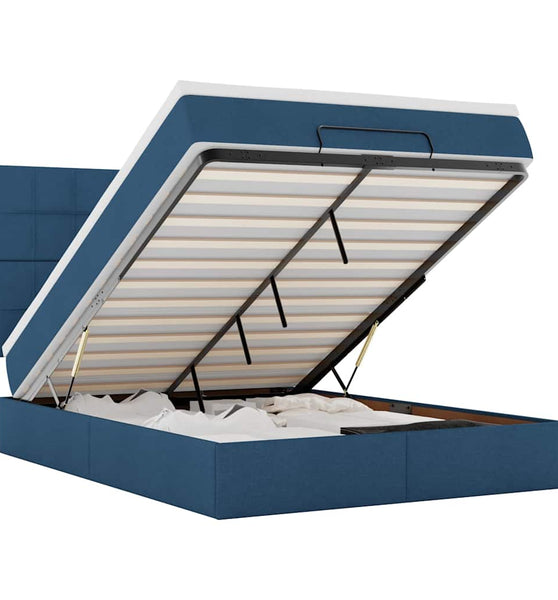 Ottoman-Bett mit Matratze & LEDs Blau 140x200 cm Stoff