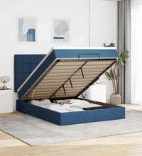 Ottoman-Bett mit Matratze & LEDs Blau 140x200 cm Stoff