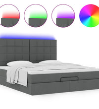 Ottoman-Bett mit Matratze & LEDs Dunkelgrau 180x200 cm Stoff