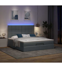 Ottoman-Bett mit Matratze & LEDs Dunkelgrau 180x200 cm Stoff