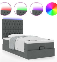 Ottomane Bett mit Matratze & LEDs Dunkelgrau 80x200 cm Stoff