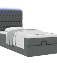 Ottomane Bett mit Matratze & LEDs Dunkelgrau 80x200 cm Stoff