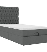 Ottomane Bett mit Matratze & LEDs Dunkelgrau 80x200 cm Stoff