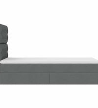 Ottomane Bett mit Matratze & LEDs Dunkelgrau 80x200 cm Stoff