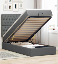 Ottomane Bett mit Matratze & LEDs Dunkelgrau 80x200 cm Stoff