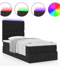 Ottomane Bett mit Matratze & LEDs Schwarz 80x200 cm Stoff