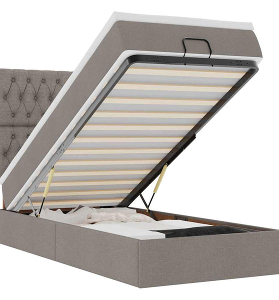 Ottoman-Bett mit Matratze & LEDs Taupe 80x200 cm Stoff
