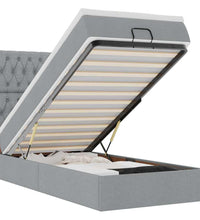 Ottoman-Bett mit Matratze & LEDs Hellgrau 90x190 cm Stoff