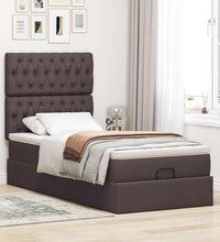 Ottoman-Bett mit Matratze & LEDs Dunkelbraun 90x190 cm Stoff